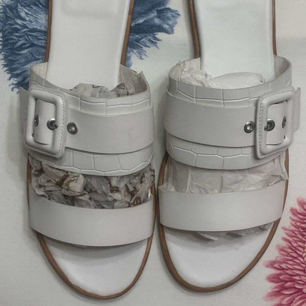 Cole Haan White Leather Slide